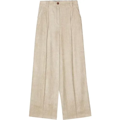 Corduroy Straight Leg Trousers - Alysi - Modalova