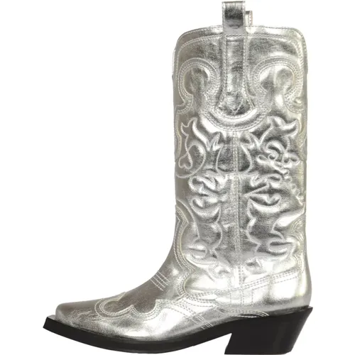 Boots Silver , female, Sizes: 5 UK, 6 UK, 8 UK, 7 UK - Ganni - Modalova