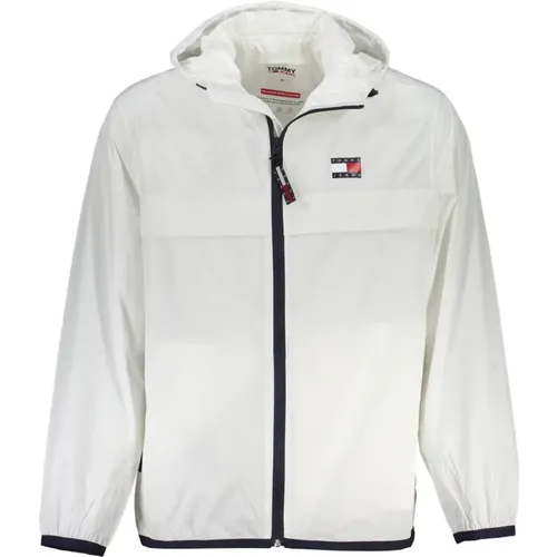 Sportliche Jacke Weiß Nylon Elastische Bündchen - Tommy Hilfiger - Modalova