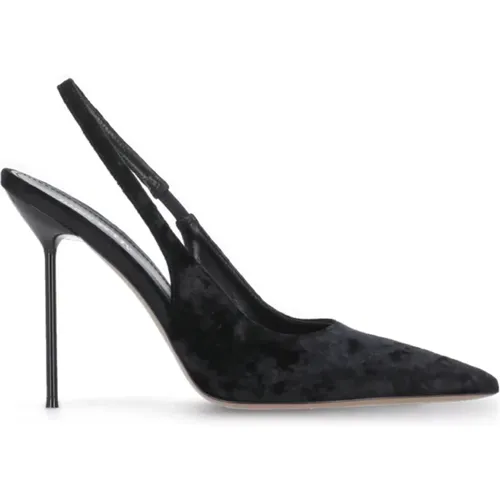 Schwarzer Samt Slingback mit Pfeilzehen - Paris Texas - Modalova