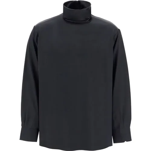 Silk Turtleneck Shirt with Invisible Zip , male, Sizes: L - Dolce & Gabbana - Modalova