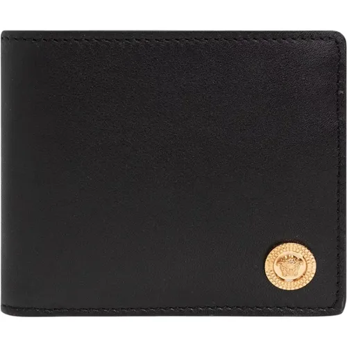 Leather wallet , male, Sizes: ONE SIZE - Versace - Modalova