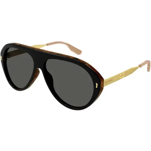 Stilvolle schwarze Sonnenbrille mit grauen Gläsern - Gucci - Modalova