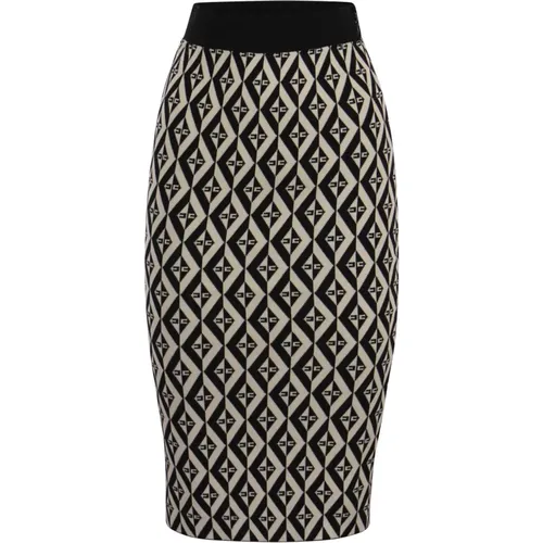 Diamond Print Knit Longuette Skirt , female, Sizes: M - Elisabetta Franchi - Modalova