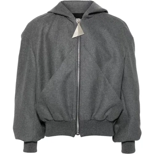 Grey Wool Blend Hooded Jacket , female, Sizes: XS, 2XS, 3XS - The Attico - Modalova