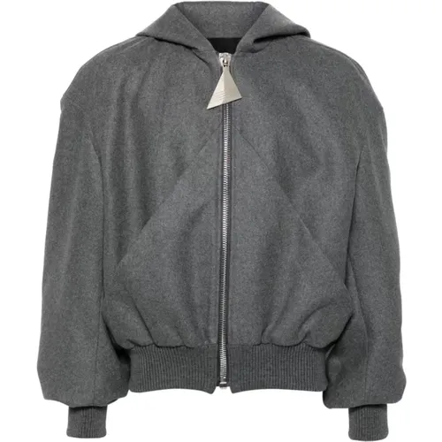 Grey Wool Blend Hooded Jacket , female, Sizes: XS, S - The Attico - Modalova