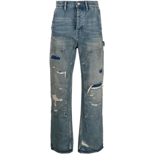 MID Indigo Relaxed Fit Carpenter Jeans , male, Sizes: W32, W30, W34, W33, W31 - Purple Brand - Modalova