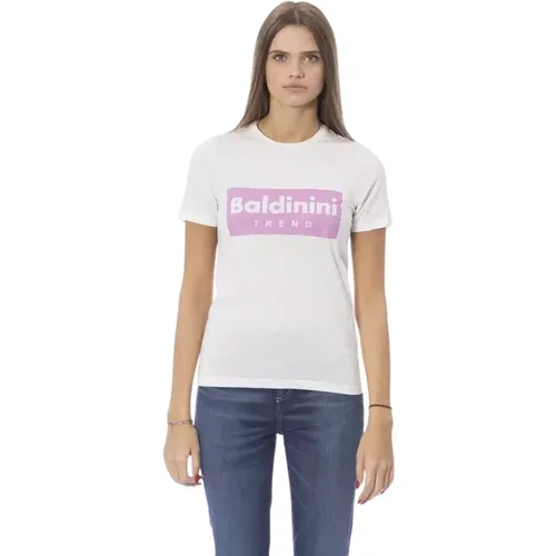 Trendige Weiße Baumwolltops T-Shirt , Damen, Größe: XS - Baldinini - Modalova