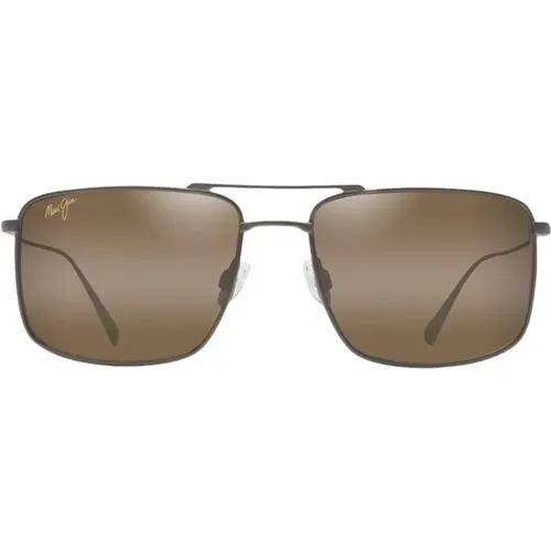 Unisex Sonnenbrille mit quadratischer Form und mattem Bronze-Titan-Rahmen - Maui Jim - Modalova