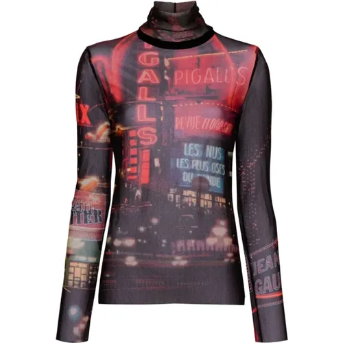 Mesh Semi-Sheer Pigalle Print Top , female, Sizes: M, XS, S - Jean Paul Gaultier - Modalova