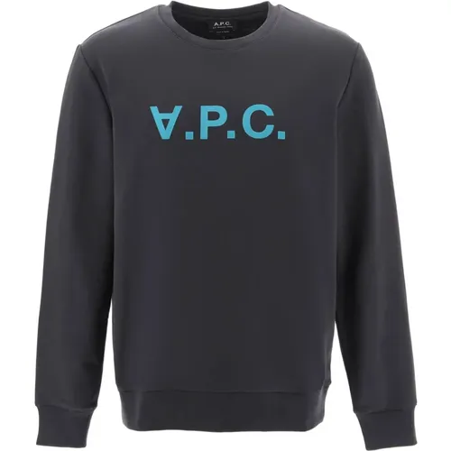 Flocked V.p.c. Logo Crewneck Sweatshirt , male, Sizes: L - A.p.c. - Modalova