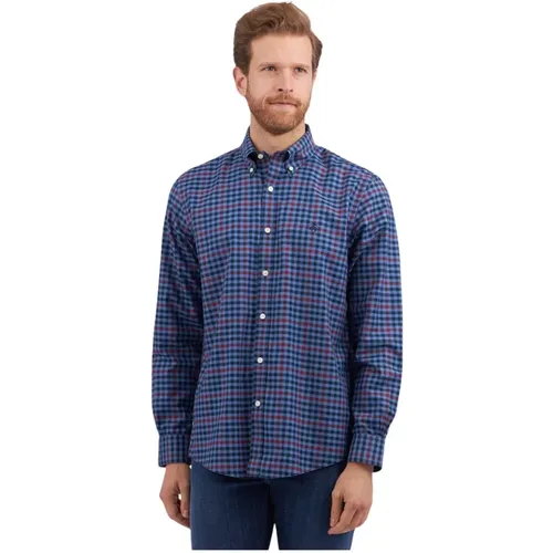 Blaues Regular Fit Non-Iron Stretch Baumwollhemd mit Button-Down-Kragen , Herren, Größe: M - Brooks Brothers - Modalova
