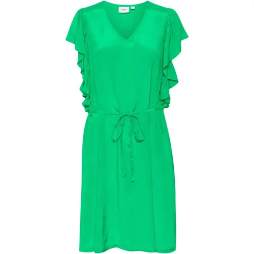 Bright Dress with Flounce Sleeves , female, Sizes: L, M, 2XL - Saint Tropez - Modalova
