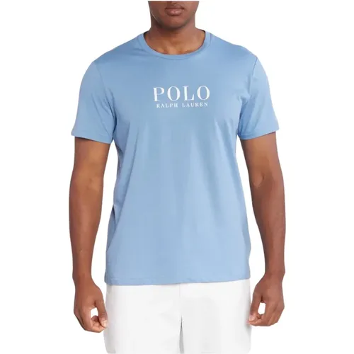 Großes Logo Baumwoll T-Shirt - Blau , Herren, Größe: L - Ralph Lauren - Modalova