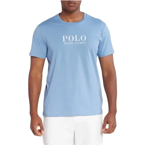 Großes Logo Baumwoll T-Shirt - Blau , Herren, Größe: M - Ralph Lauren - Modalova