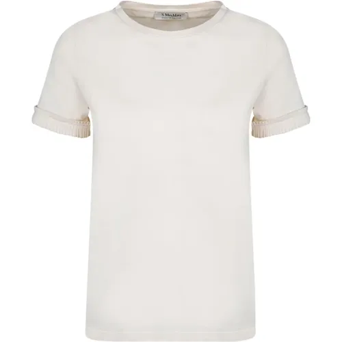 Cremefarbenes Gerüschtes T-Shirt , Damen, Größe: XL - Max Mara - Modalova