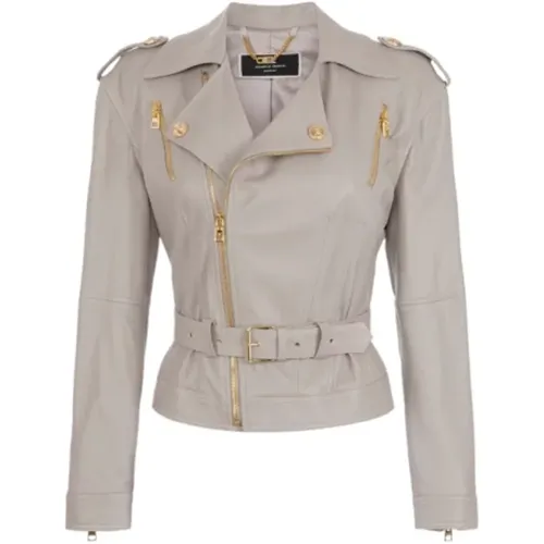 Leather Jacket , female, Sizes: S - Elisabetta Franchi - Modalova