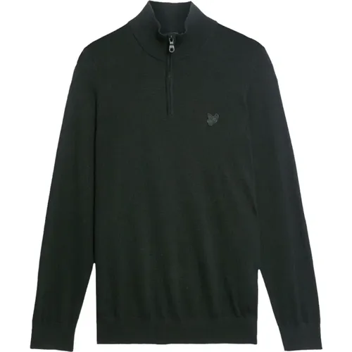 Klassischer Merino Quarter Zip Pullover , Herren, Größe: M - Lyle & Scott - Modalova