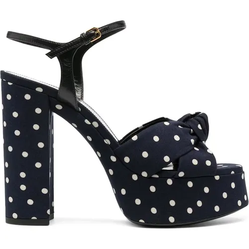 Polka-Dot Sandals Blue , female, Sizes: 6 UK - Saint Laurent - Modalova