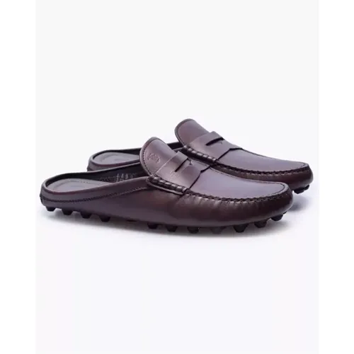 Braune Leder-Mules mit Gestepptem Riemen und Plateau , Herren, Größe: 39 1/2 EU - TOD'S - Modalova