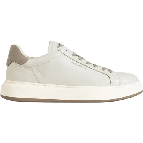 Leather Sneaker with Textile Lining , male, Sizes: 5 UK, 7 UK, 7 1/2 UK, 6 UK, 8 UK, 8 1/2 UK, 9 UK, 10 UK - Woolrich - Modalova