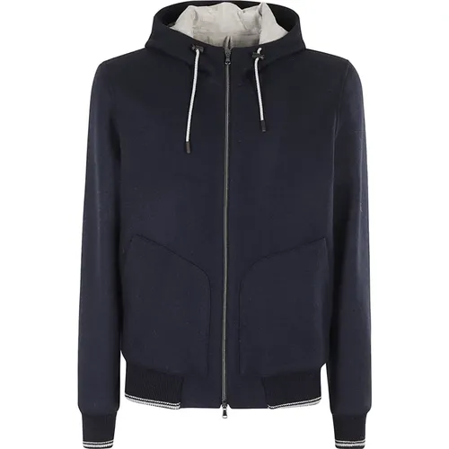 Wool Zip Hoodie Contrast Trim , male, Sizes: L, XL, M, 3XL - L.b.m. 1911 - Modalova