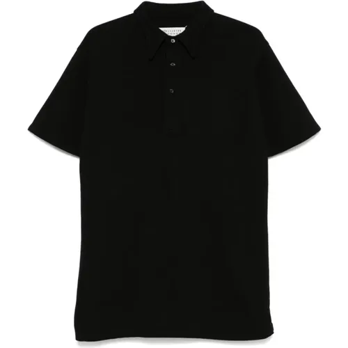 Schwarzes Poloshirt mit Signatur-Logo , Herren, Größe: L - Maison Margiela - Modalova