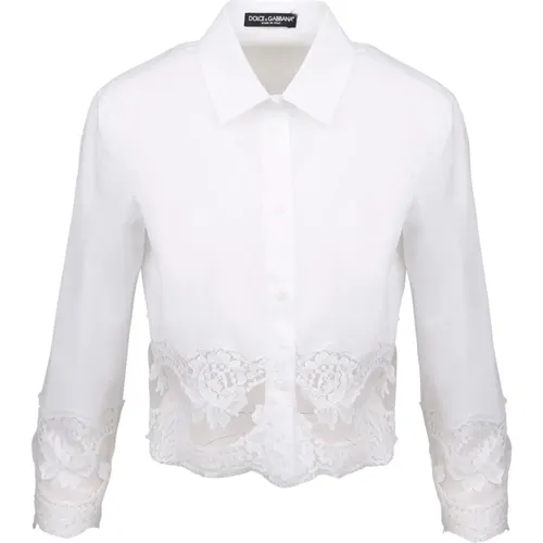 Crop-Shirt mit Spitzenbesätzen - Dolce & Gabbana - Modalova