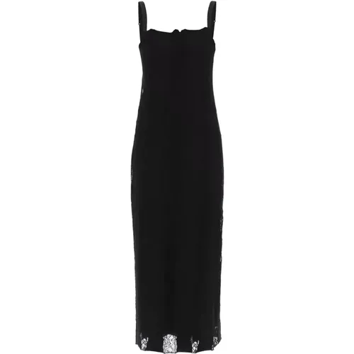 Jersey and Lace Maxi Dress , female, Sizes: M - Dolce & Gabbana - Modalova