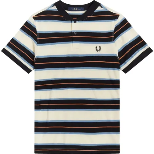 Gestreiftes Polo-Shirt mit Bomberkragen , Herren, Größe: S - Fred Perry - Modalova