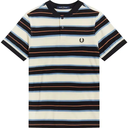 Striped Bomber Collar Polo Shirt , male, Sizes: M, S - Fred Perry - Modalova