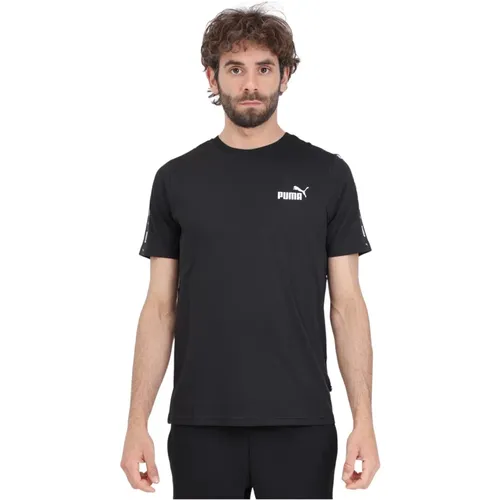 Sportliches Schwarzes T-Shirt Essentials+ Tape - Puma - Modalova