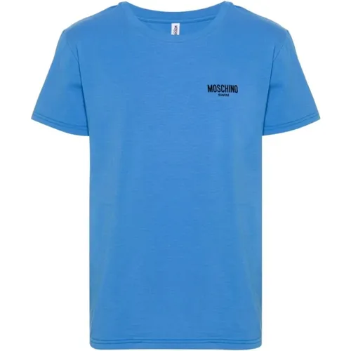 Blaue Logo T-Shirts und Polos , Herren, Größe: S - Moschino - Modalova