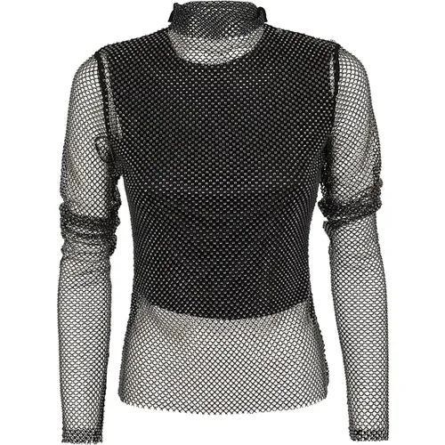 Schwarzer Mesh-Strass-Pullover Aw24 , Damen, Größe: XL - Max Mara - Modalova