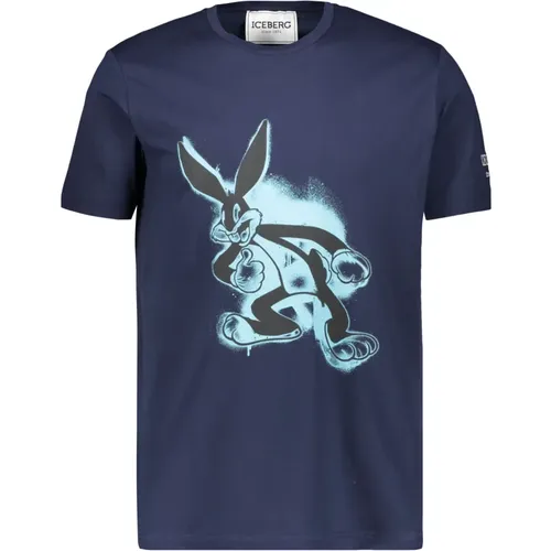 Maxi Print Baumwoll T-Shirt , Herren, Größe: S - Iceberg - Modalova