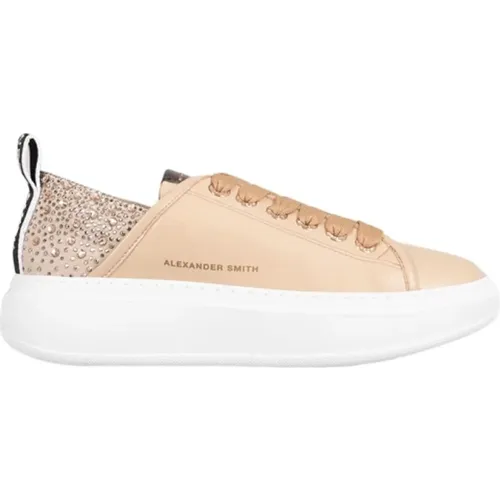 Sportliche Camel Sneakers mit Strass , Damen, Größe: 39 EU - Alexander Smith - Modalova