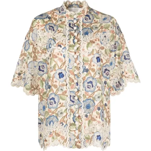 Besticktes Leinenhemd mit Blumenmuster,Shirts - Zimmermann - Modalova