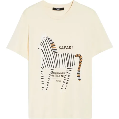Graphic Print Short Sleeve T-shirt , female, Sizes: S, XL - Max Mara Weekend - Modalova