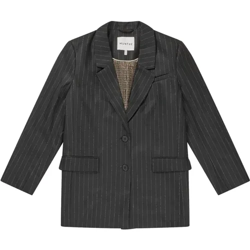 Pinstripe Blazer mit Klappentaschen , Damen, Größe: 2XL - Munthe - Modalova