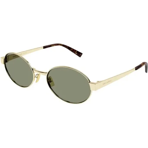 Goldrahmen Grüne Linse Sonnenbrille , Damen, Größe: 55 MM - Saint Laurent - Modalova