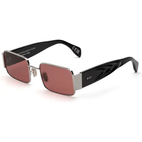 Stilvolle Bordeaux Metall Sonnenbrille , unisex, Größe: 53 MM - Retrosuperfuture - Modalova