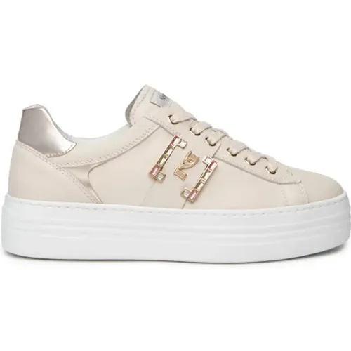 Milk sneakers with accessory , female, Sizes: 3 UK - Nerogiardini - Modalova