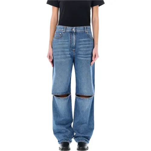 Bootcut Jeans mit Knieausschnitten,Blaue Bootcut Jeans mit Cut-Out - JW Anderson - Modalova