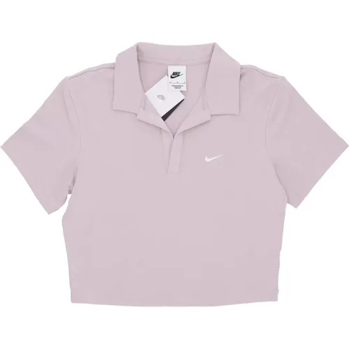 Essential Polo Crop Top Platinum Violet , Herren, Größe: S - Nike - Modalova