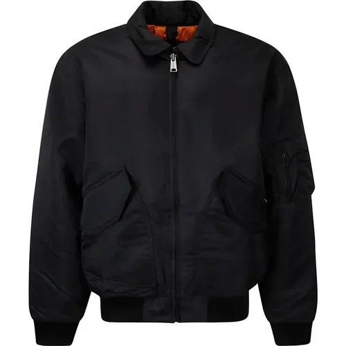 Schwarze Bomberjacke mit Orangem Innenfutter , Herren, Größe: L - Carhartt WIP - Modalova