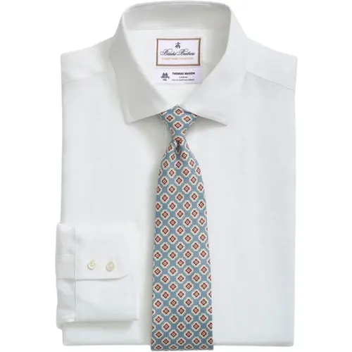 Weißes Slim Fit Leinenhemd von Thomas Mason mit englischem Spreizkragen - Brooks Brothers - Modalova