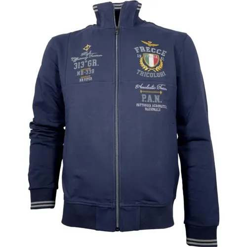 Italienische Luftwaffe Full-Zip Sweatshirt Blau , Herren, Größe: 4XL - aeronautica militare - Modalova