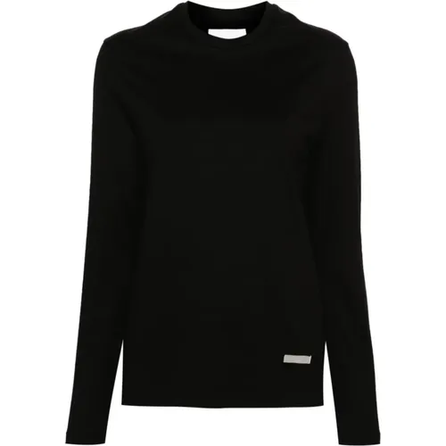 Schwarzes Baumwoll-Jersey T-Shirt mit Logo-Plakette , Damen, Größe: XS - Jil Sander - Modalova