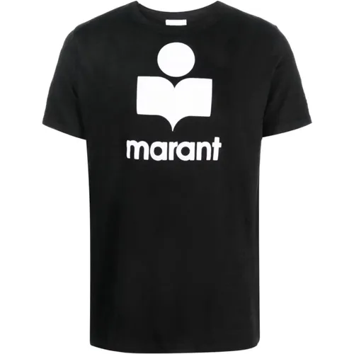 Schwarzes Leinen Logo Crew Neck T-Shirt , Herren, Größe: L - Isabel marant - Modalova