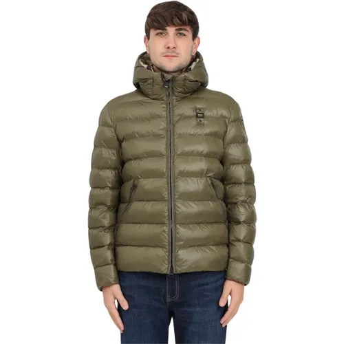 Herren Kapuzen-Pufferjacke , Herren, Größe: S - Blauer - Modalova